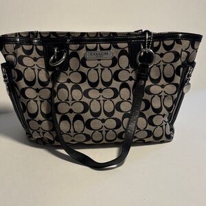 Coach Black and Cream Signature Tote